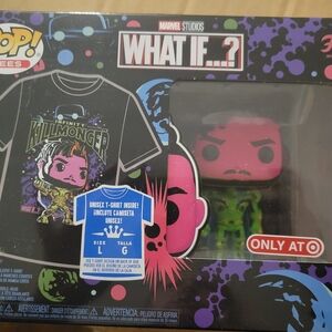 Marvel What If...? Killmonger Funko Pop with Pink & Green Figure and Tee